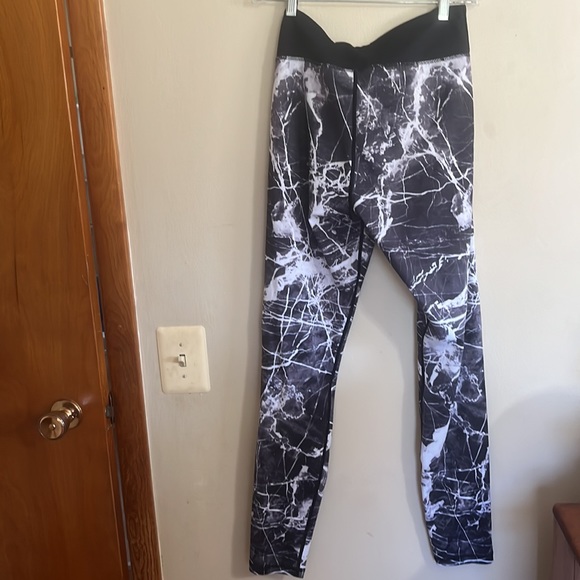 Leggings workout Large Womens active athletic wear pants Marble - Picture 3 of 3